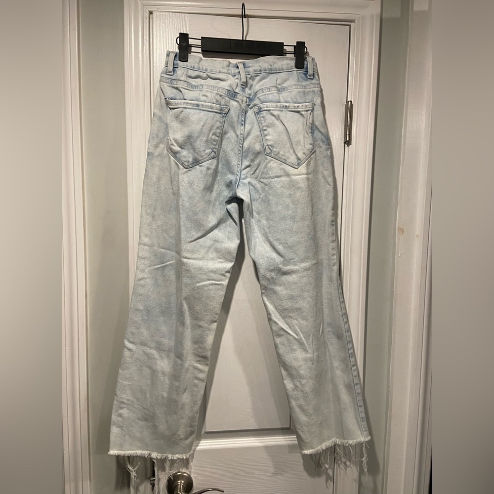 Kensie Size 4 Straight Leg High Rise Slim Fit Light Wash Raw Hem Denim Jeans - Picture 6 of 12